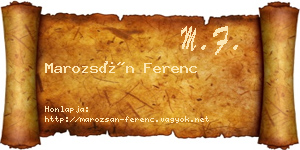 Marozsán Ferenc névjegykártya